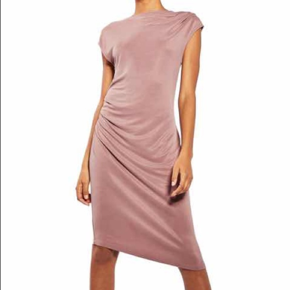Topshop Pink Asymmetric Slinky Midi Dress 4US NWT