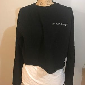 Pacsun uh huh hunny black crop sweatshirt