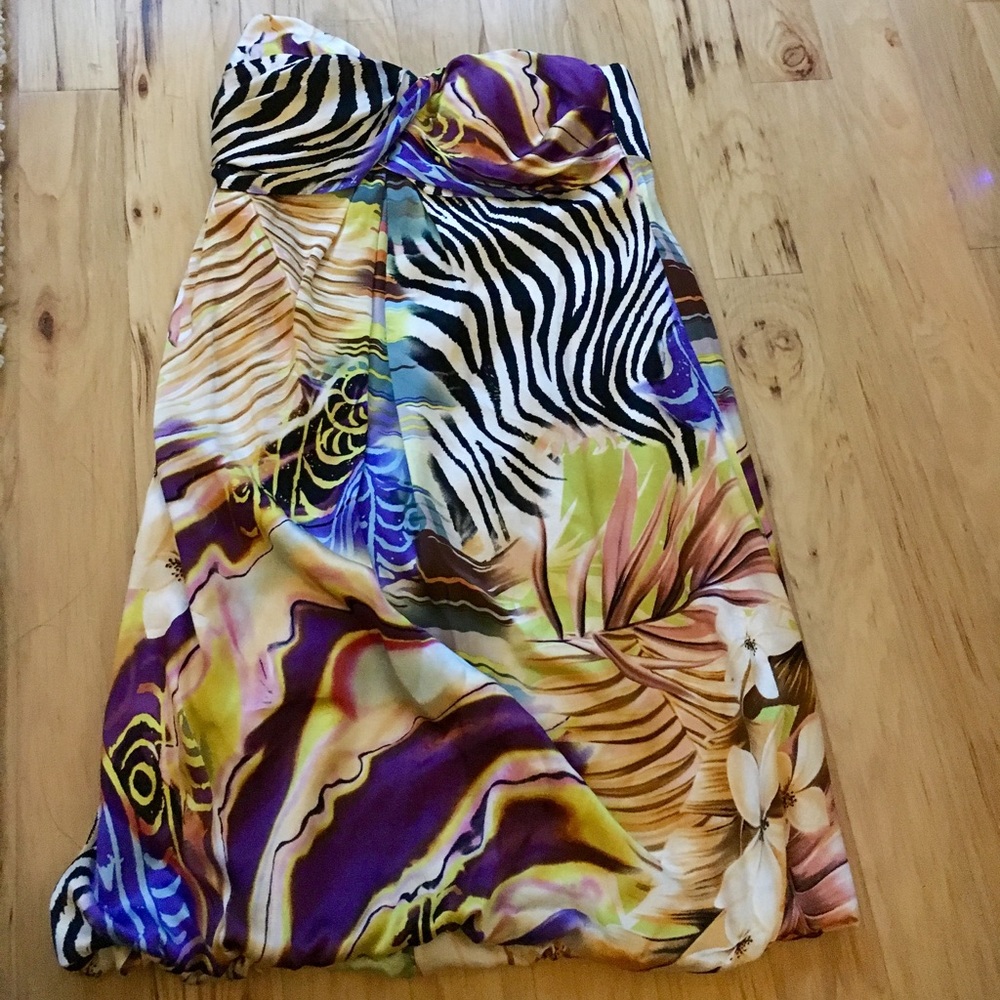 Colorful, Animal and Floral Silk Cocktail Dress