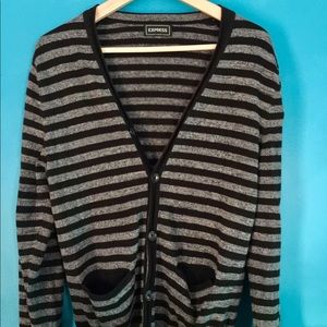 Black and Grey Striped Express Cardigan