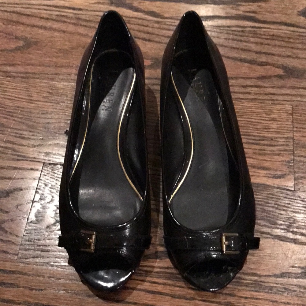 Lauren by Ralph Lauren peep toe wedges sz 8