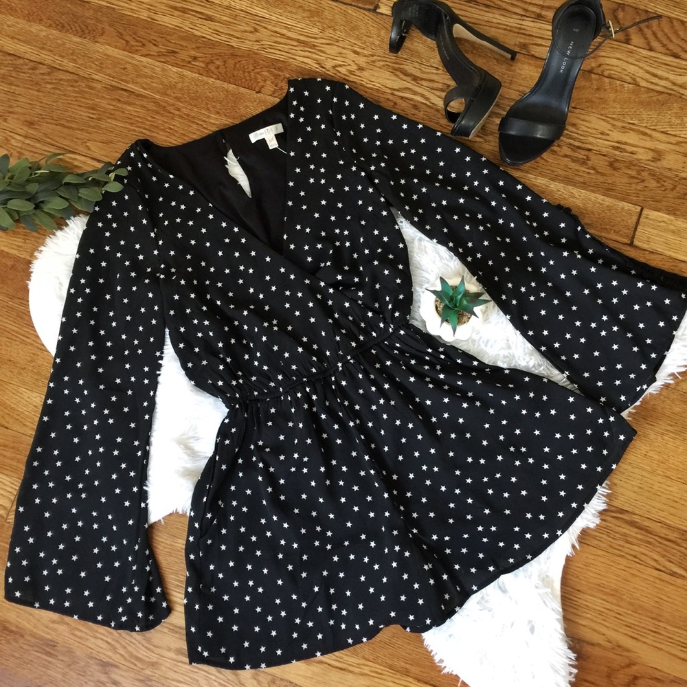 Black Star Print Romper