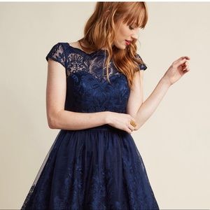 Chi chi London lace dress in navy NEW