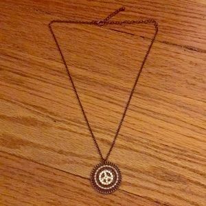 Gunmetal peace sign pendant necklace