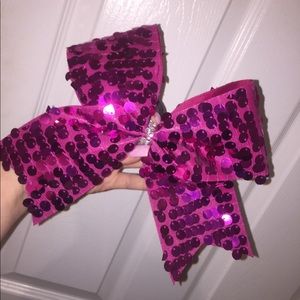 Pink Sequin Cheer Bow