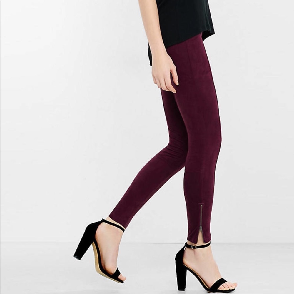 ❌SOLD❌ Plum Suede Faux leggings.