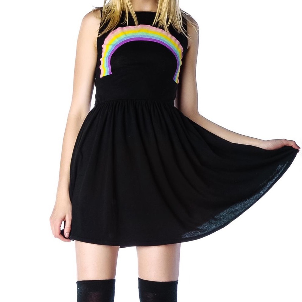 🌈 WILDFOX GRUNGE RAINBOW 90S BABYDOLL DRESS 🌈