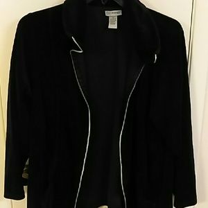 Navy blue zip up velvet jacket