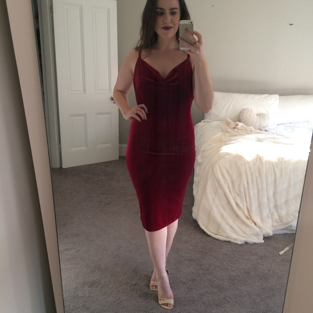 Burgundy Velvet Dress