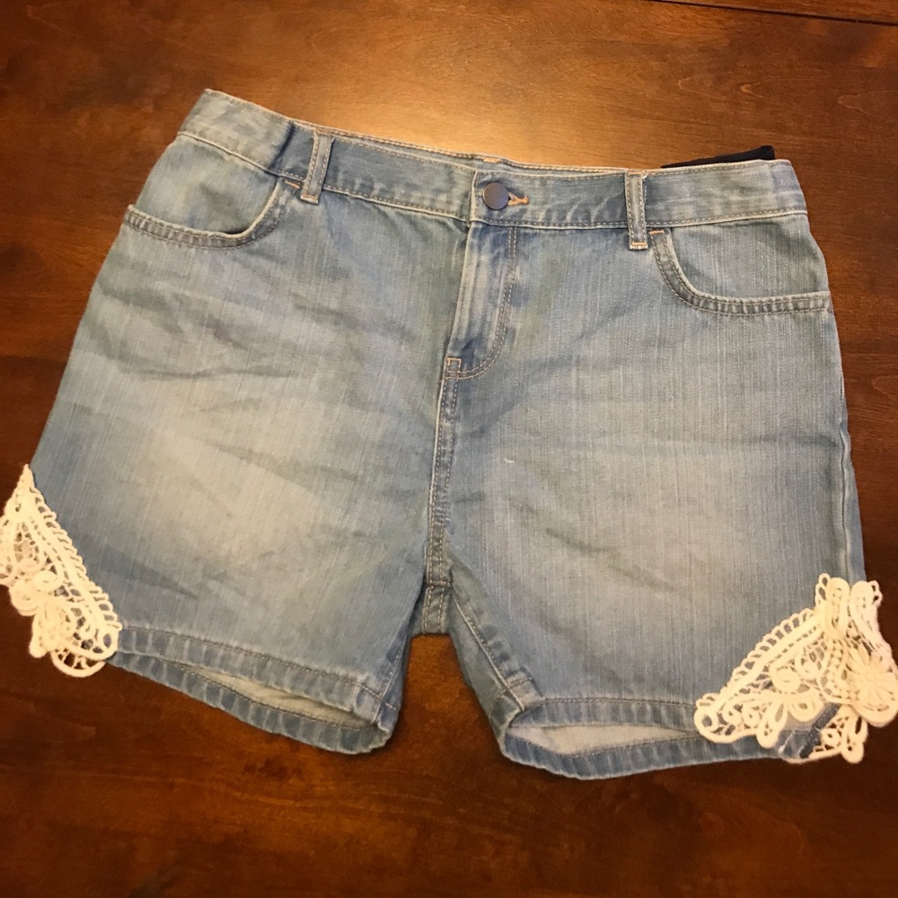 Childrens Place Crochet Corner Jean Shorts SIZE 16