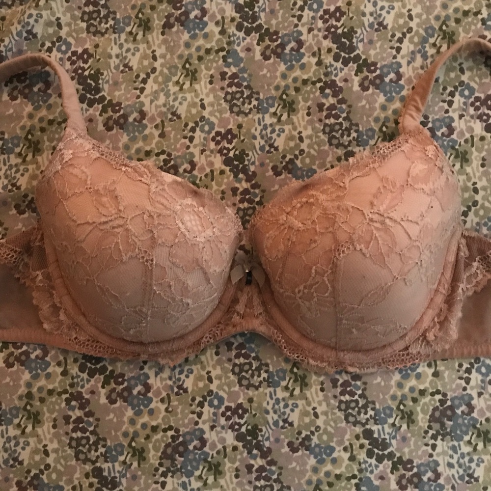 Pale pink lace bra