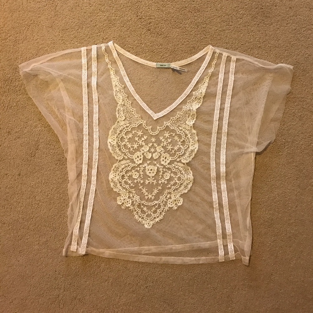 UO Medium Sheer V-neck Blouse