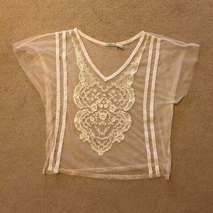 UO Medium Sheer V-neck Blouse