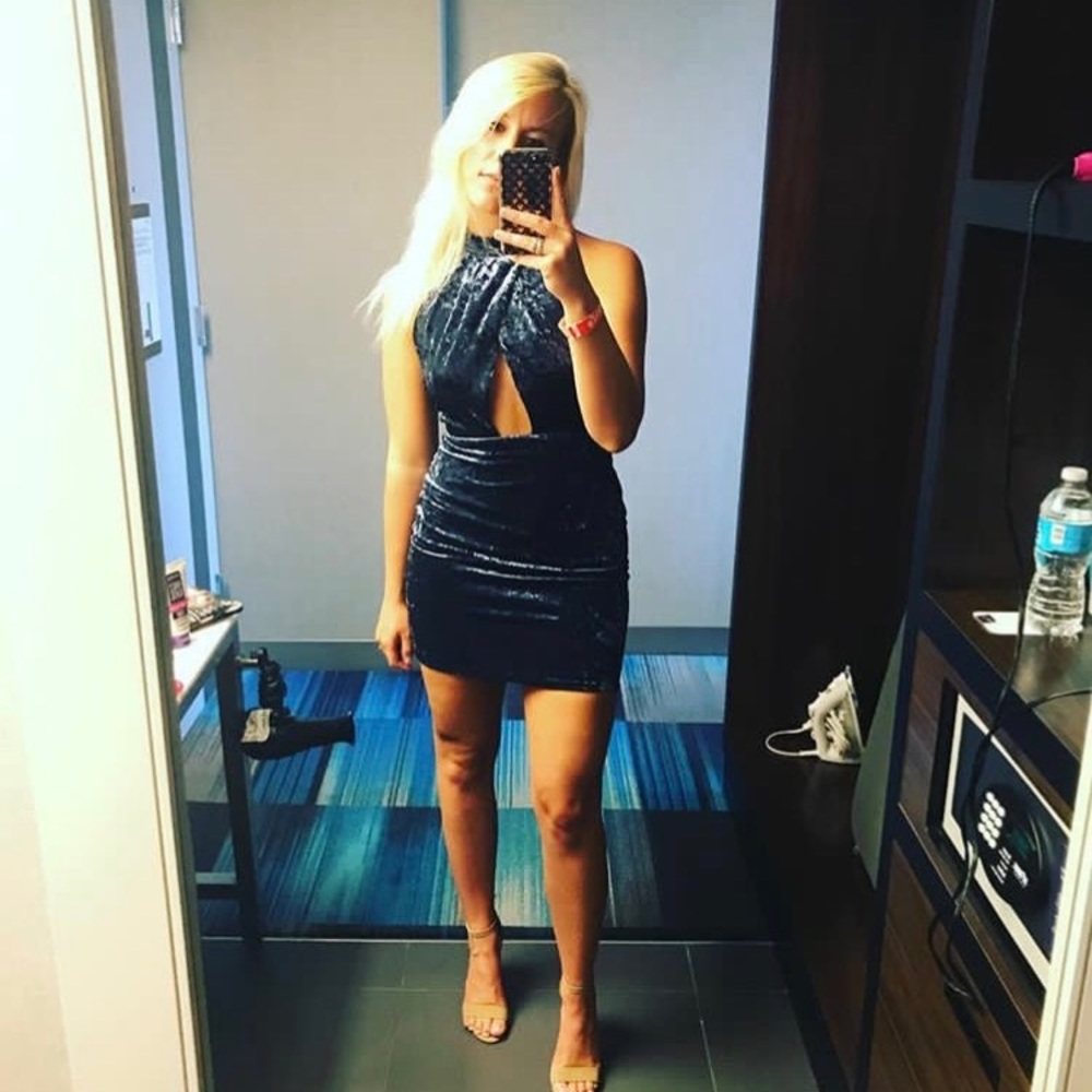 Blue Velvet Halter Dress