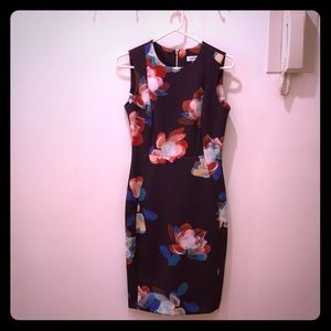Calvin Klein Floral Print Dress- Purple