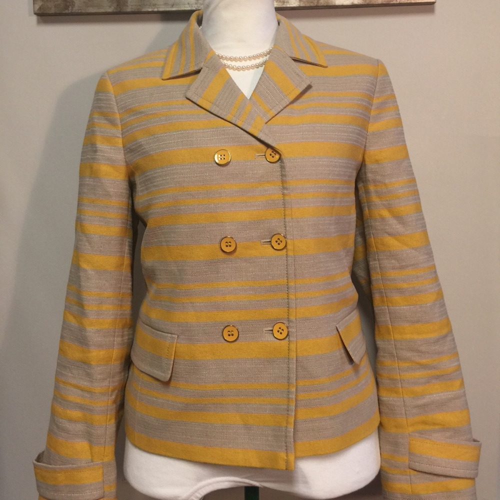 TALBOTS Mustard Yellow & Brown Blazer Size 12