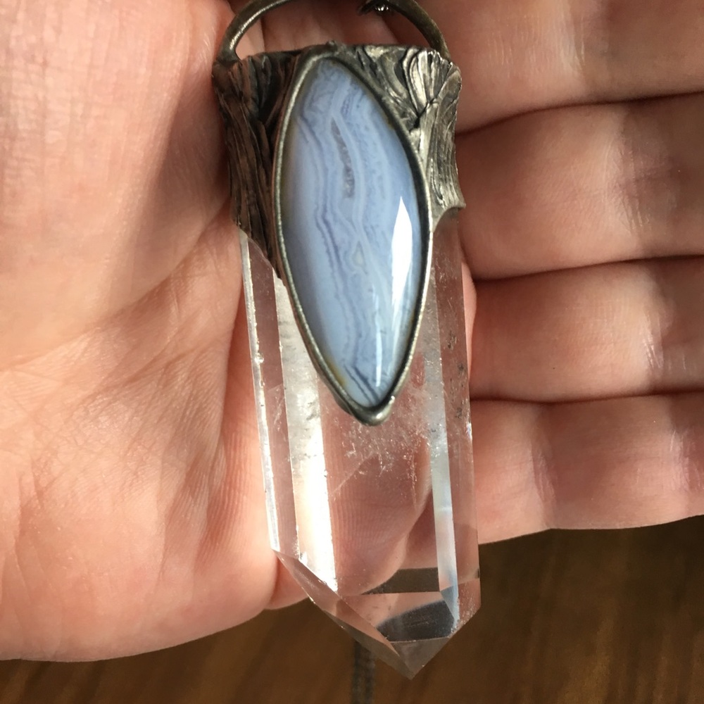 “Undine" Quartz & Blue Lace Agate Necklace