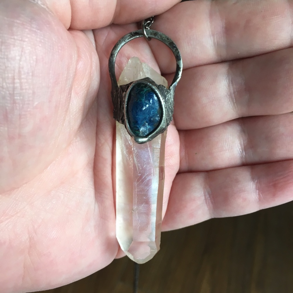 "Hathar" Azurite & Lemurian Quartz Necklace