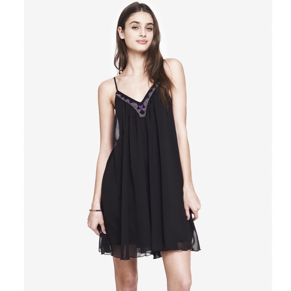 Express Black Chiffon Embellished Dress