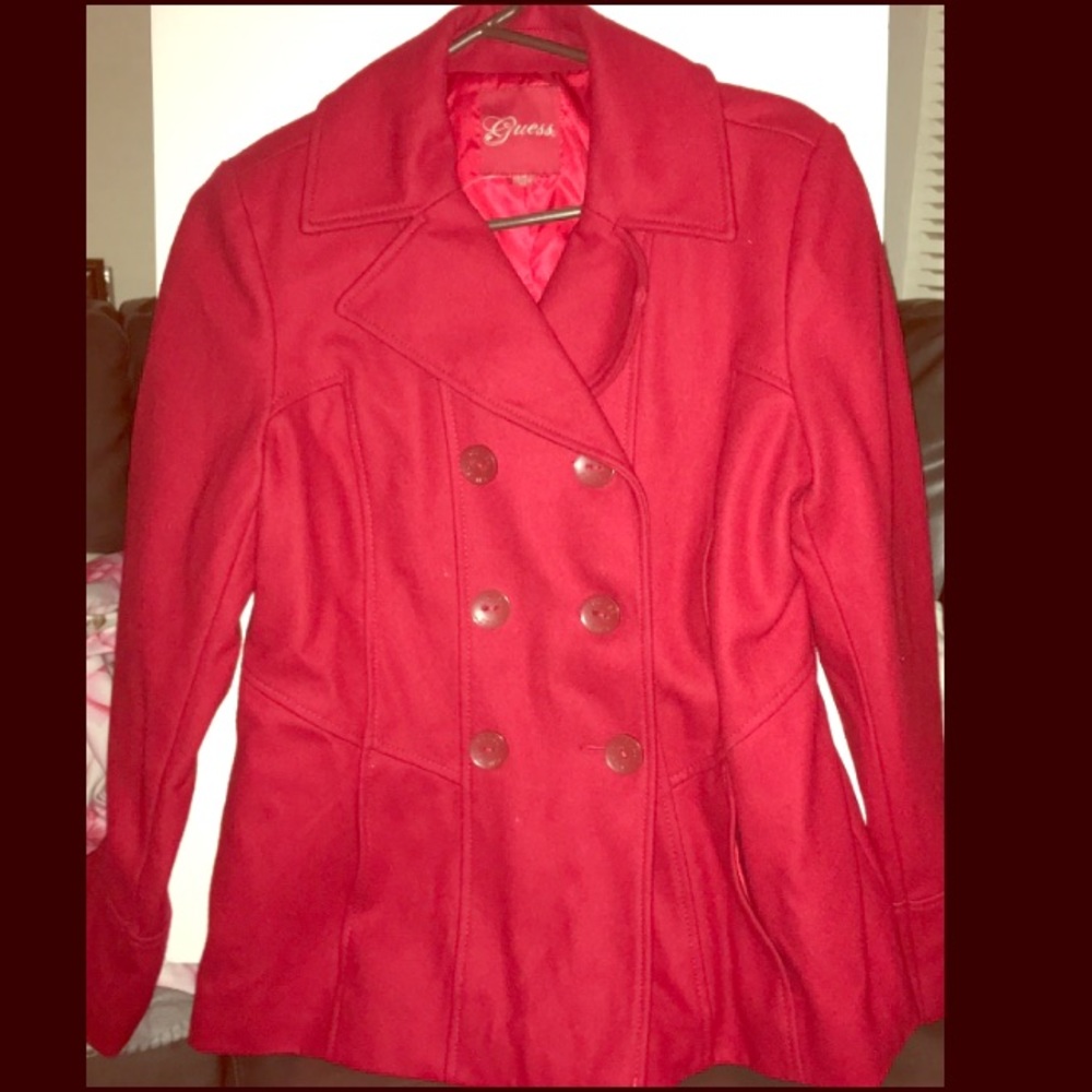 Red Guess wool peacoat