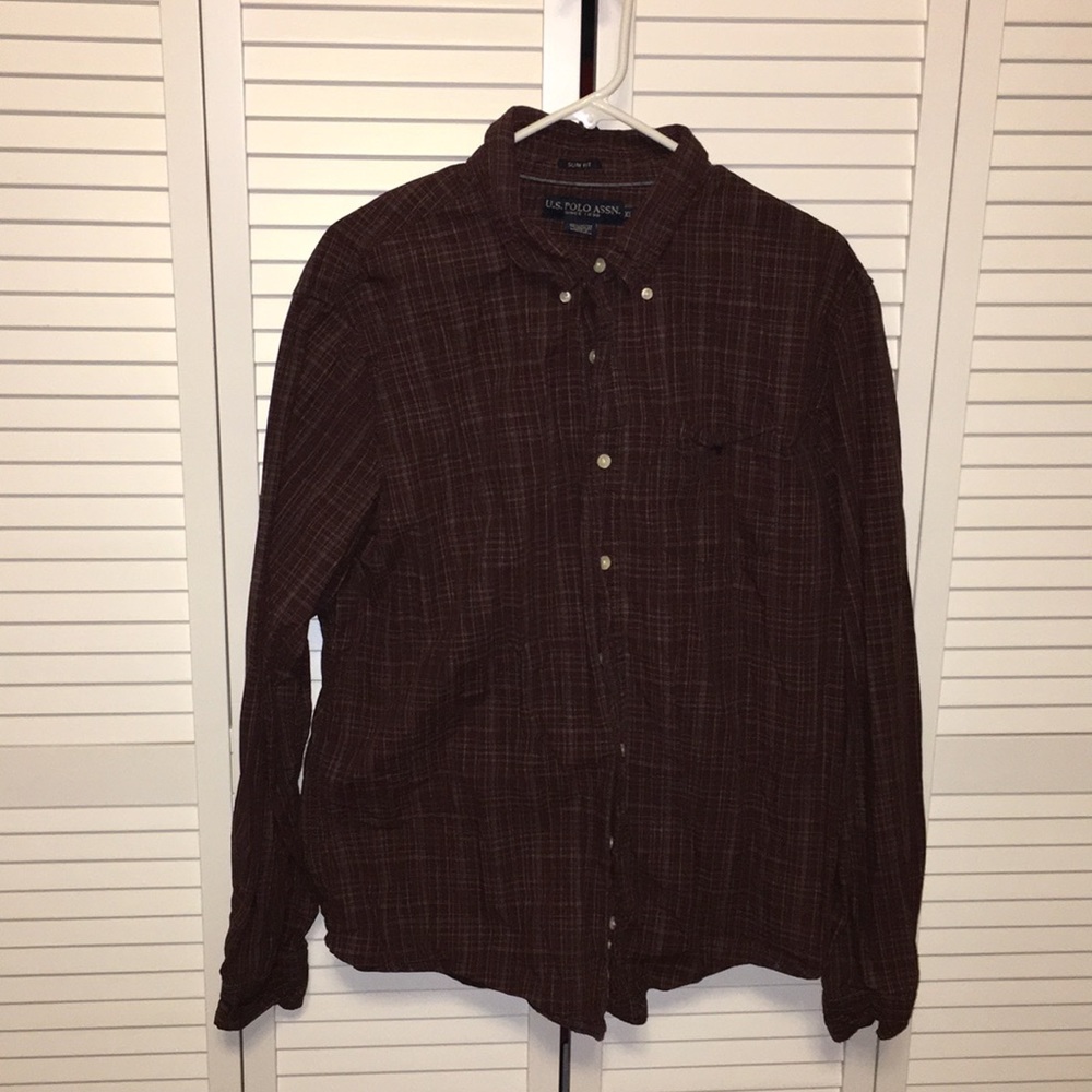 US Polo Association maroon button down