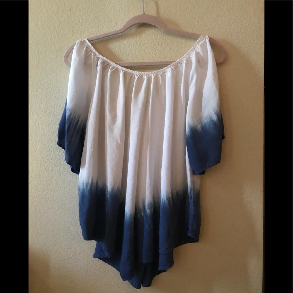 Tie dye blouse with peekaboo shoulders