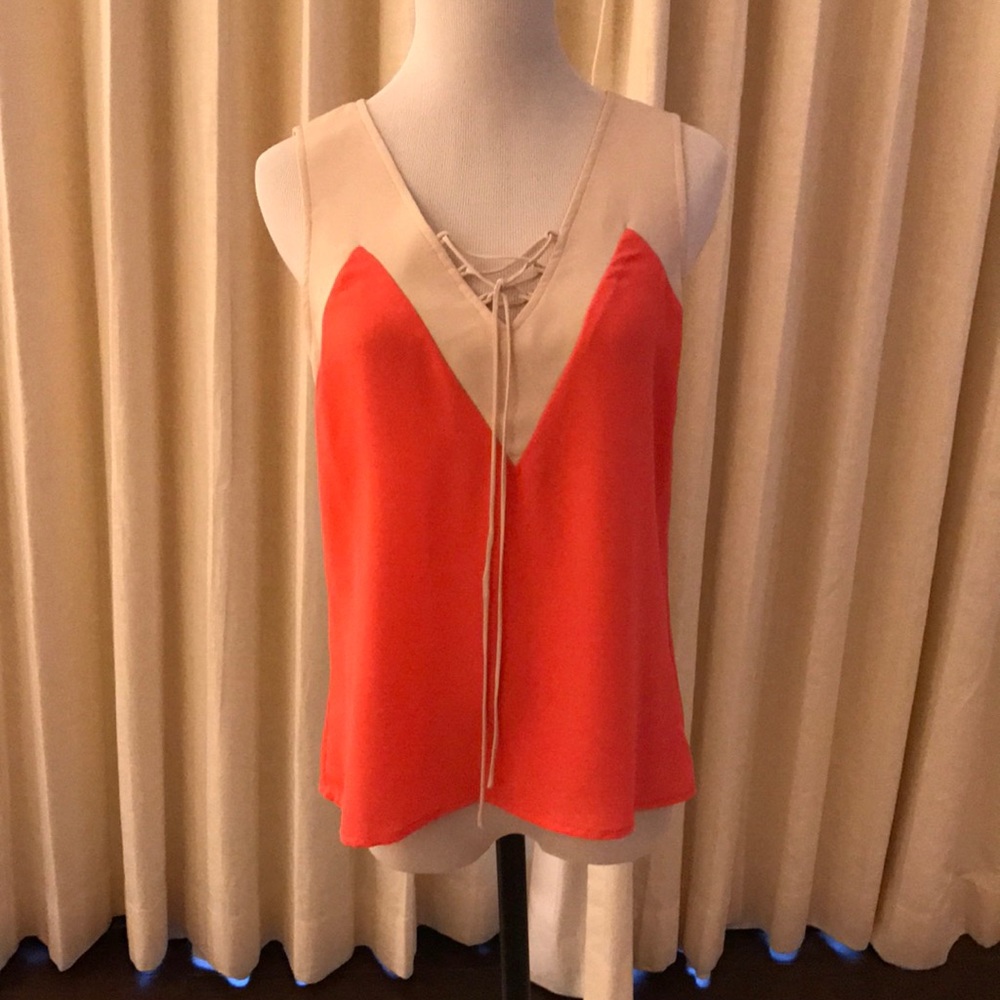Coral and cream tank top