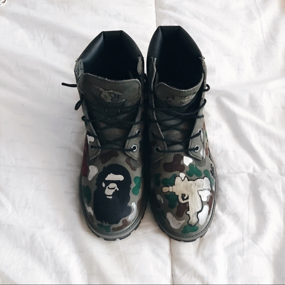 customized olive green timberland boots