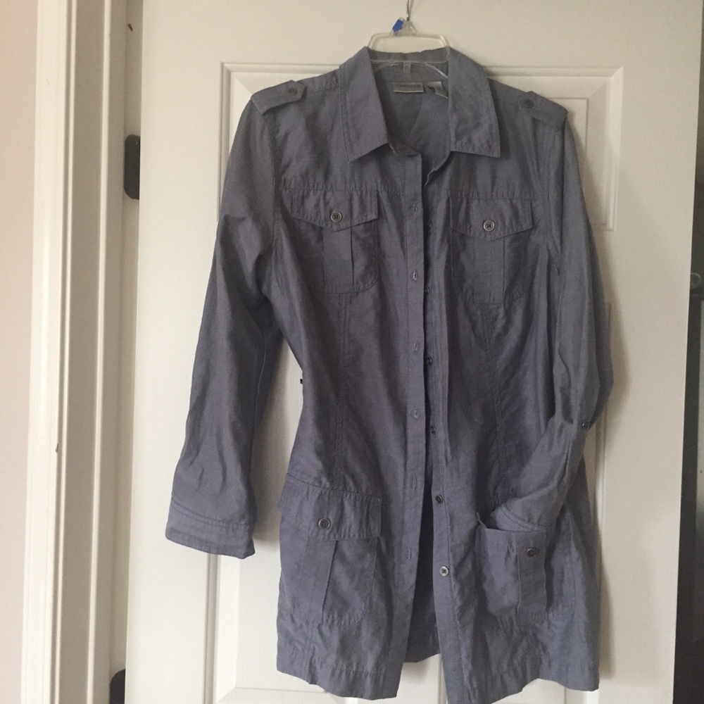 Chicos Gray Military Jacket