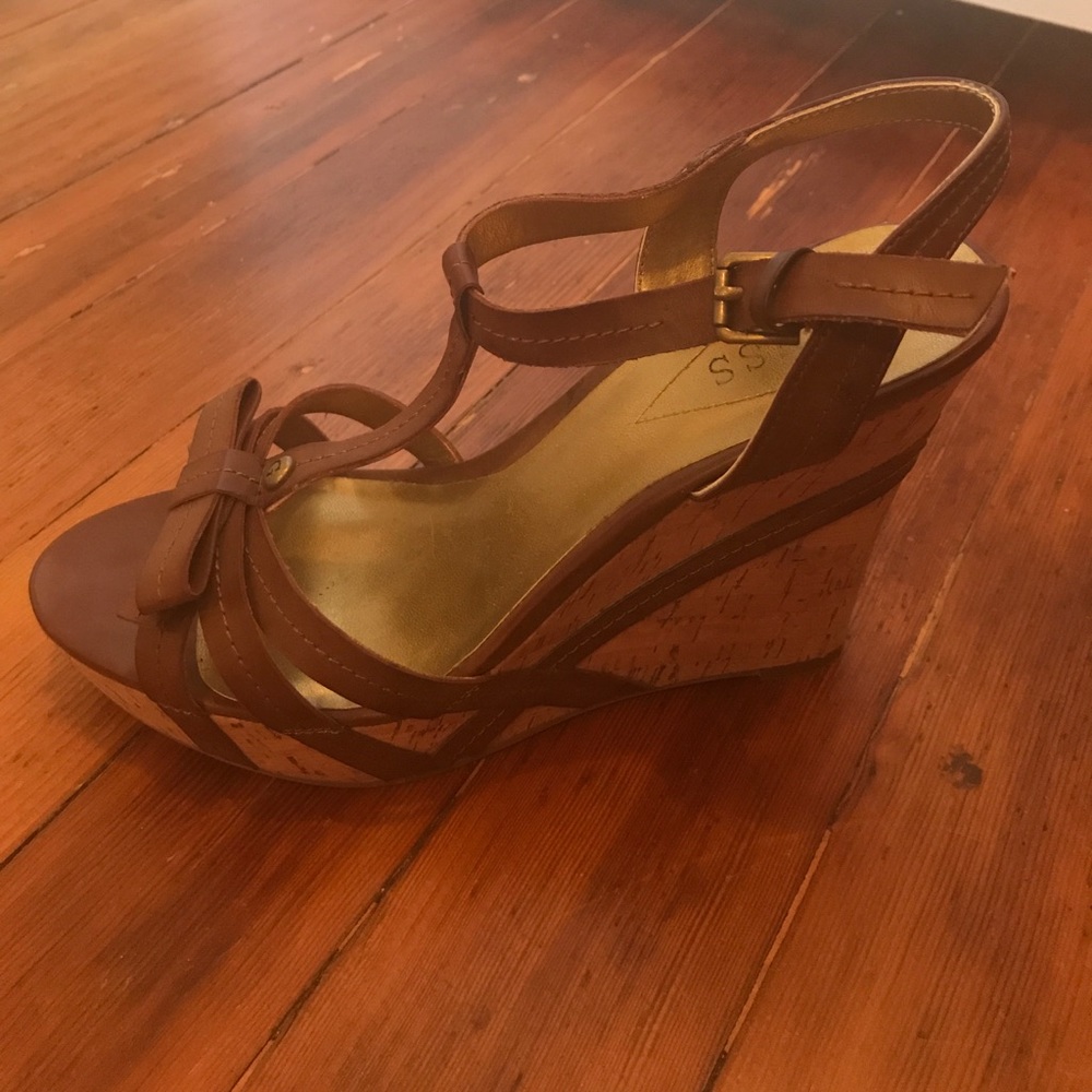 Guess brown wedge sandals
