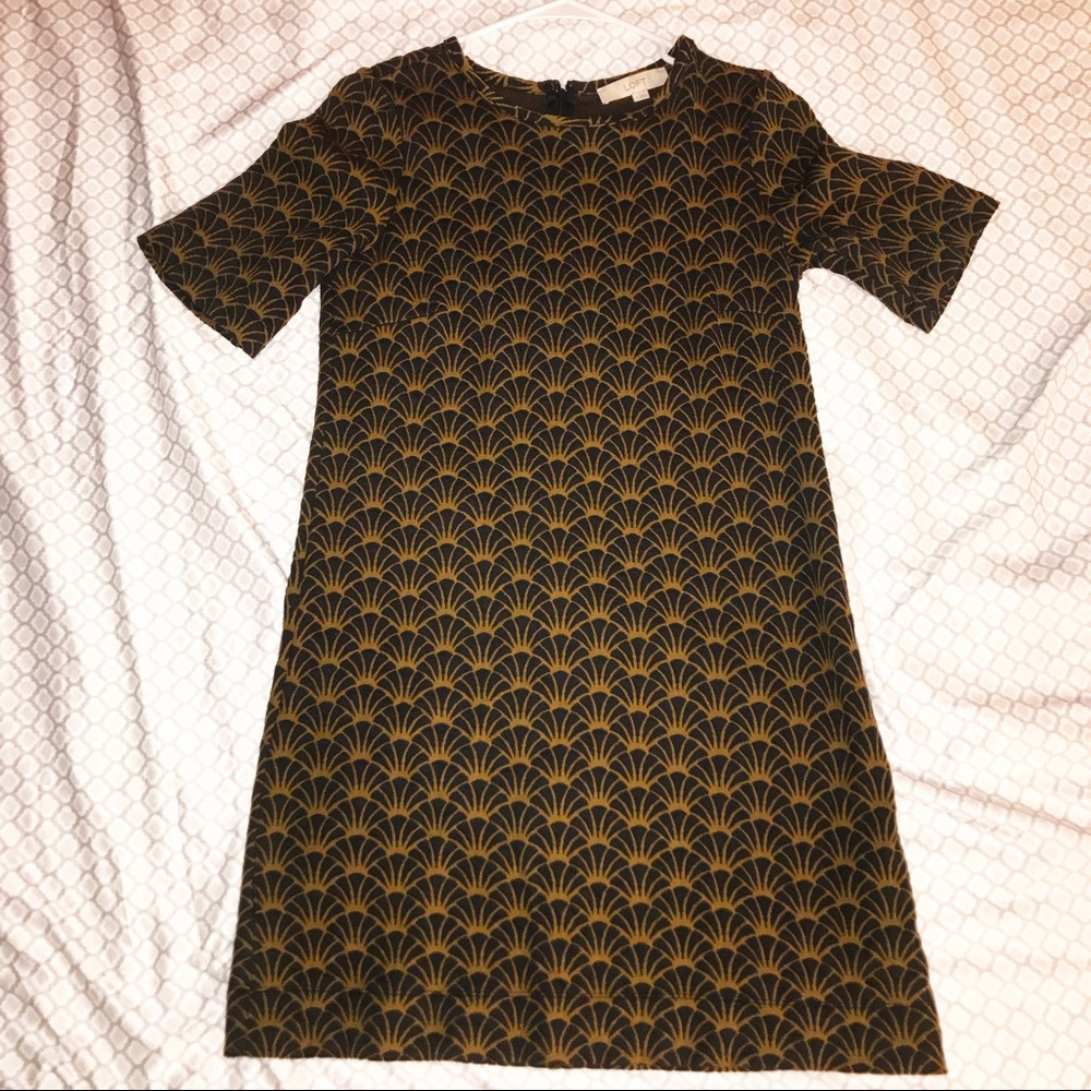 LOFT Shift Dress in Black and Brown Size Small