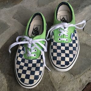 Vans checkered blue/green