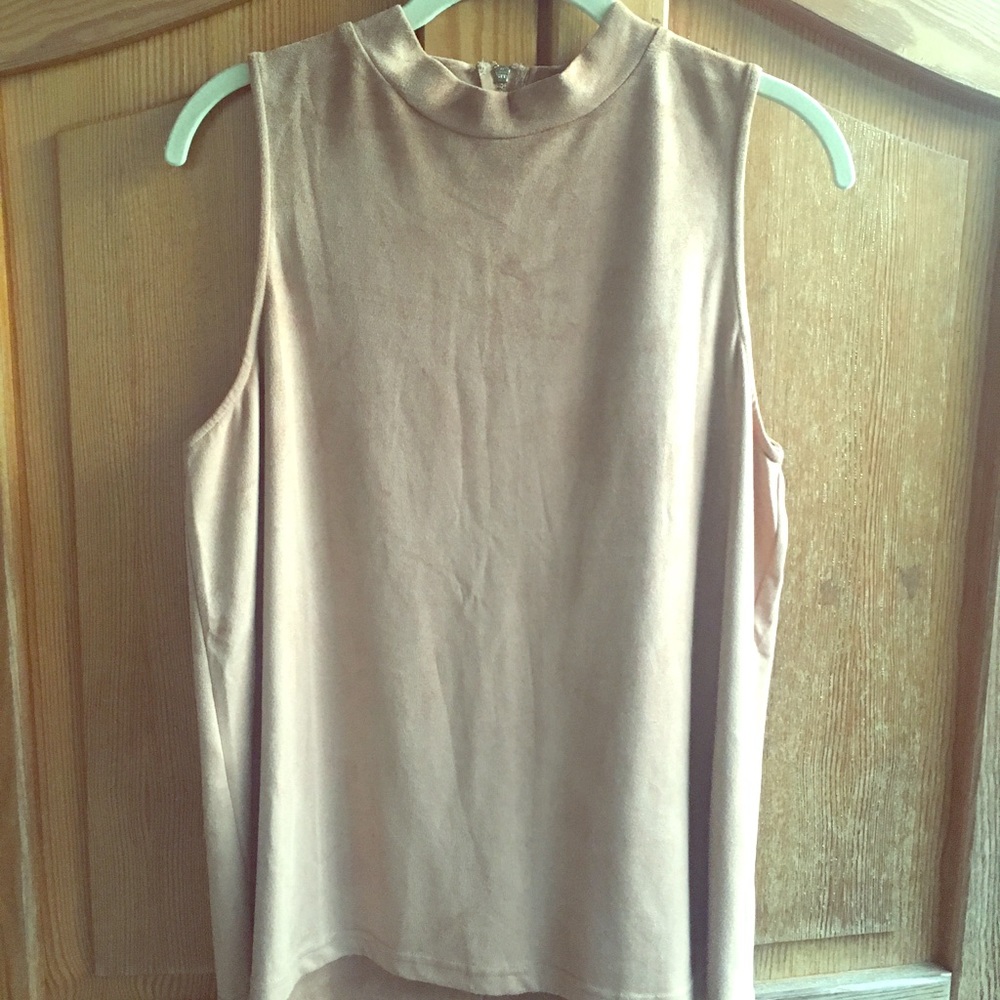 Camel mockneck in soft suede