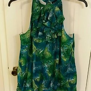 Halter top with neck ruffles