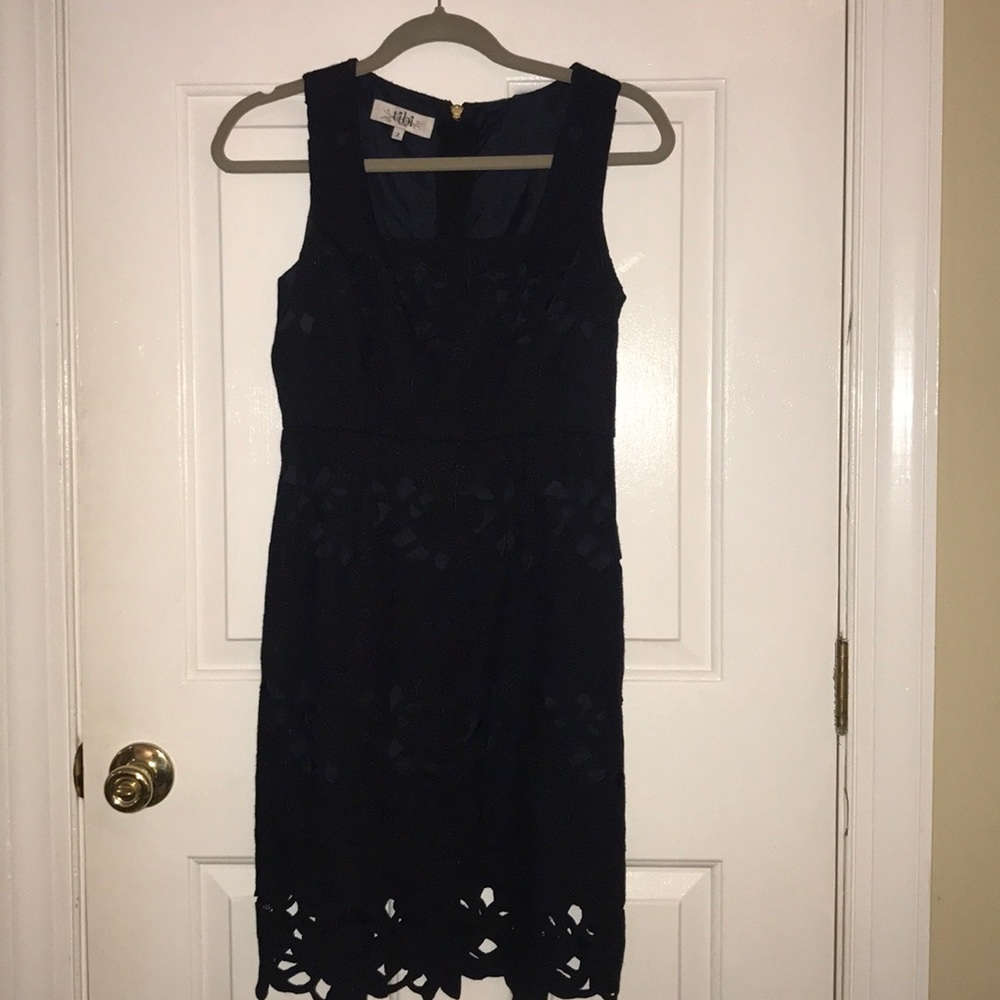Tibi navy eyelet cut-out dress size 2