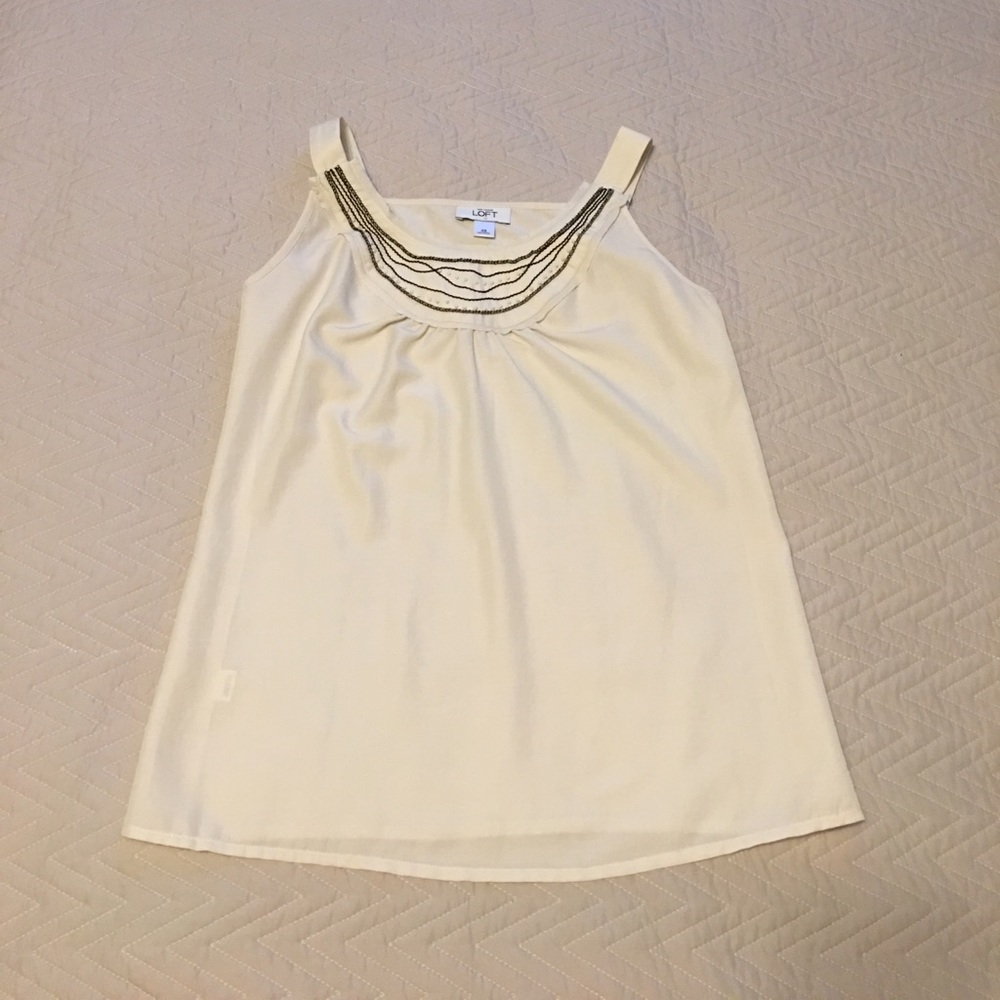 Ann Taylor Loft cream embellished tank shell