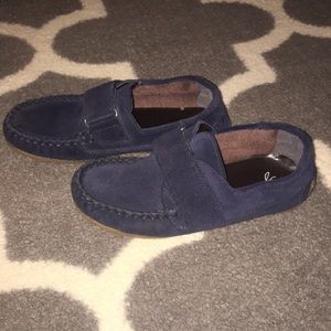 Kids Navy Blue Suede Leather driving Loafers - 13