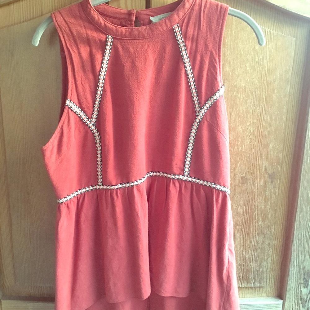 MOON RIVER embroidered rusty orange top