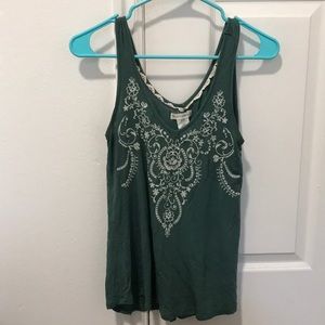 Green Embroidered Tank Top