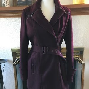 Kenneth Cole New York Size 6, Burgundy Wool Coat
