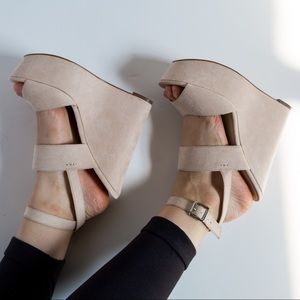 ❌DONATED❌ ALDO Nude Strappy Suede Wedges