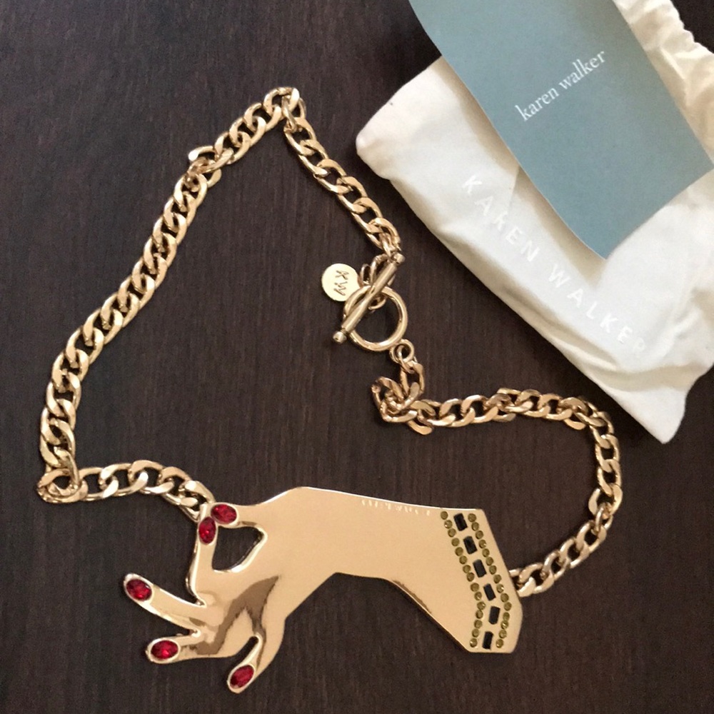 Karen Walker jeweled hand necklace NWT