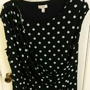 Polka dot faux wrap dress