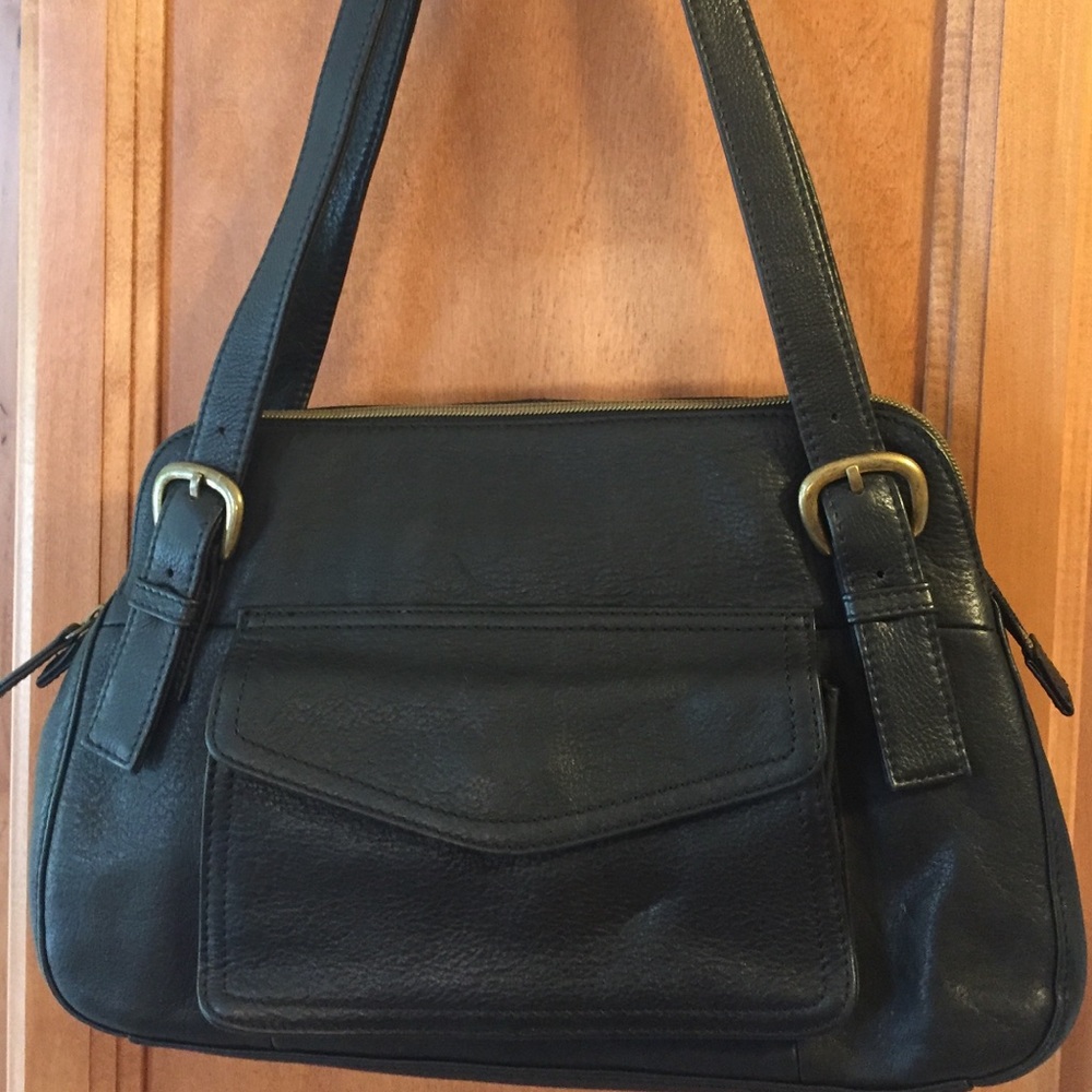 "Fossil 1954" Black Vintage-Style Leather Purse