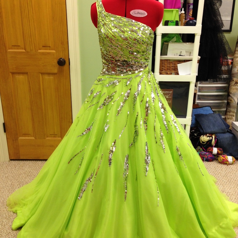MacDuggal Lime Green Ball Gown for prom or pageant