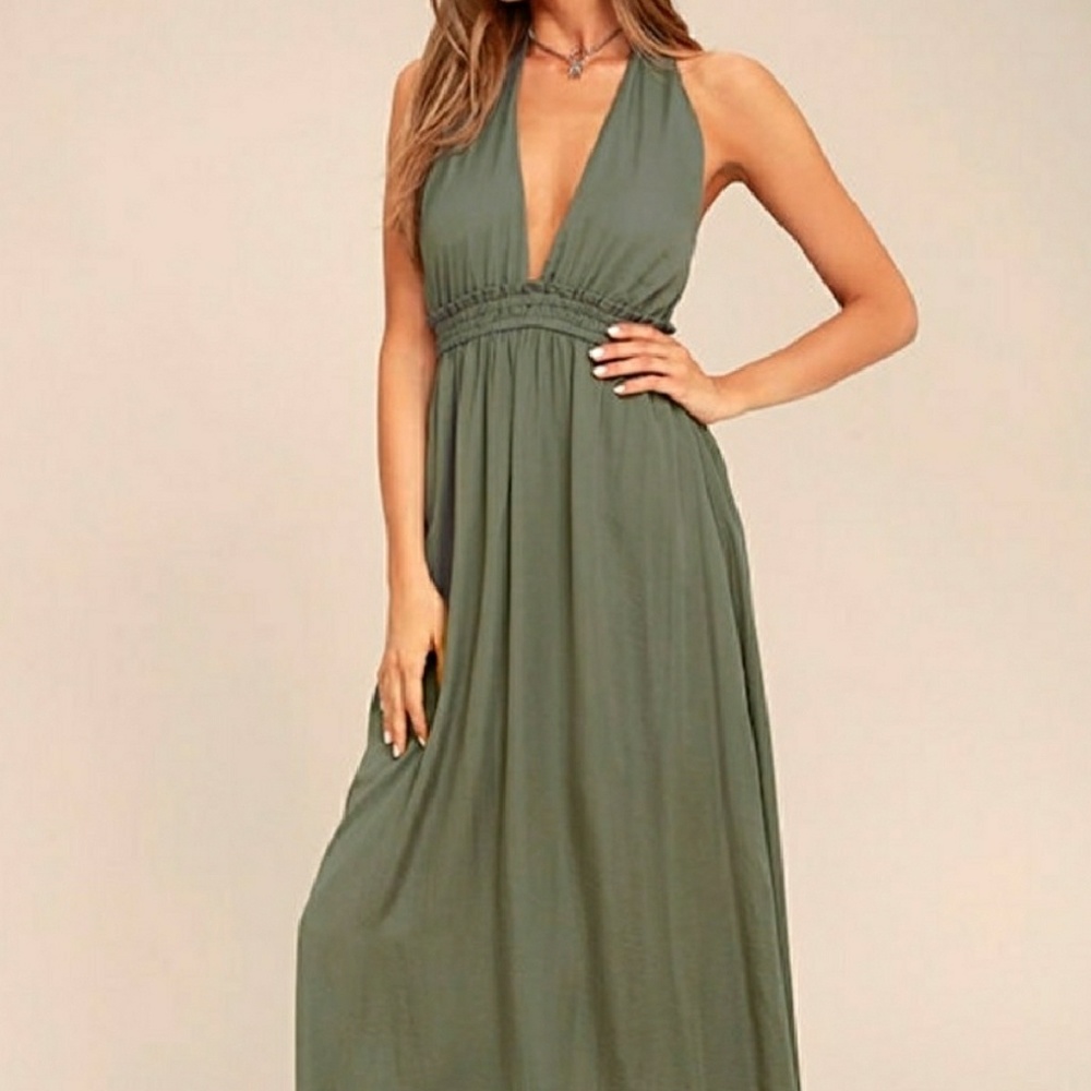 Lulu's Unforgettable Night Satin Halter Maxi