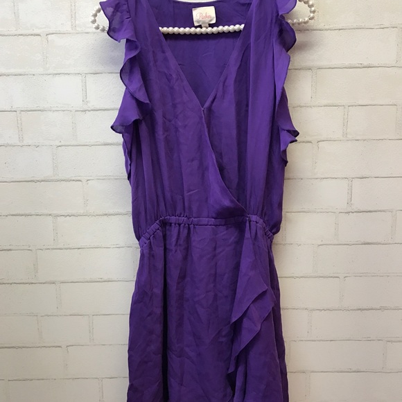 ❌SOLD!❌Parker / purple Ruffle silk wrap dress - Picture 3 of 4