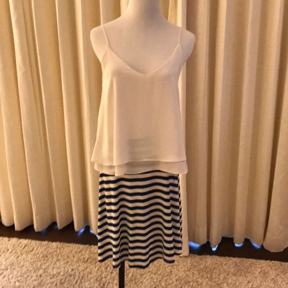Blue and white striped skirt