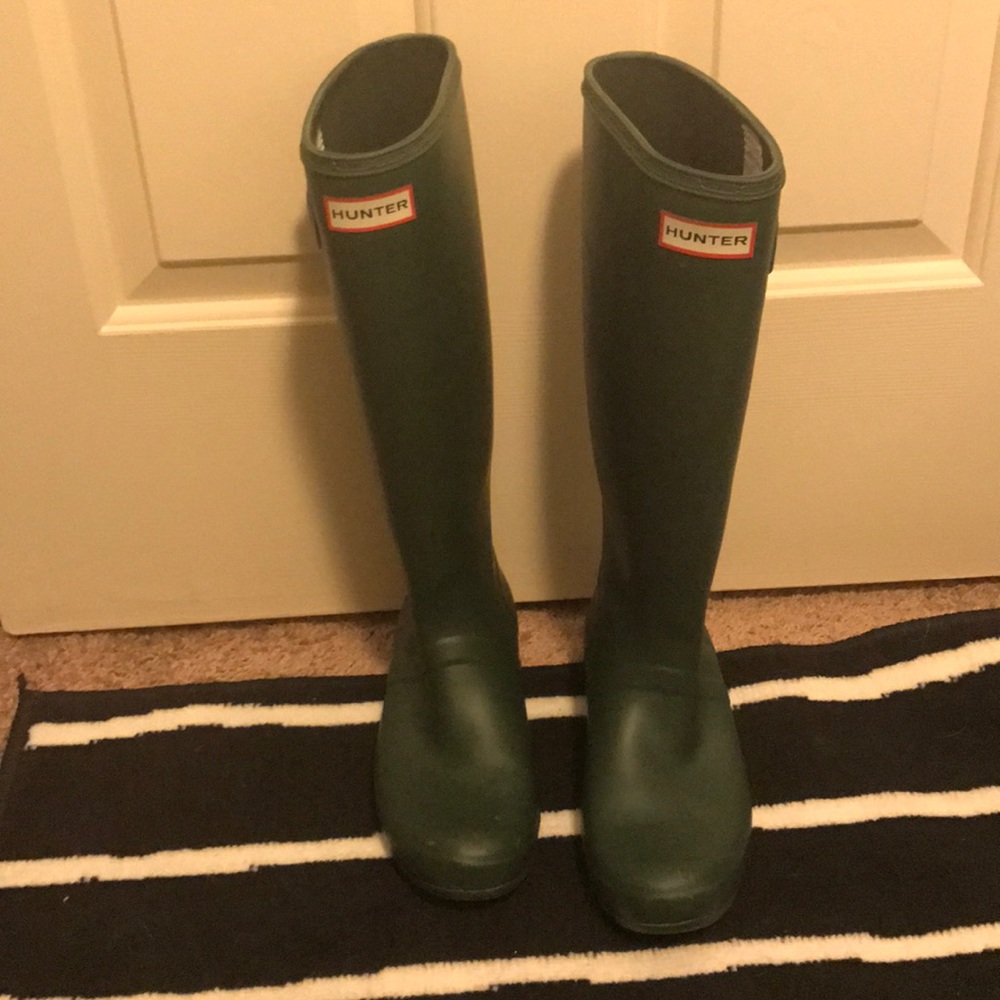 Hunter green rain boots