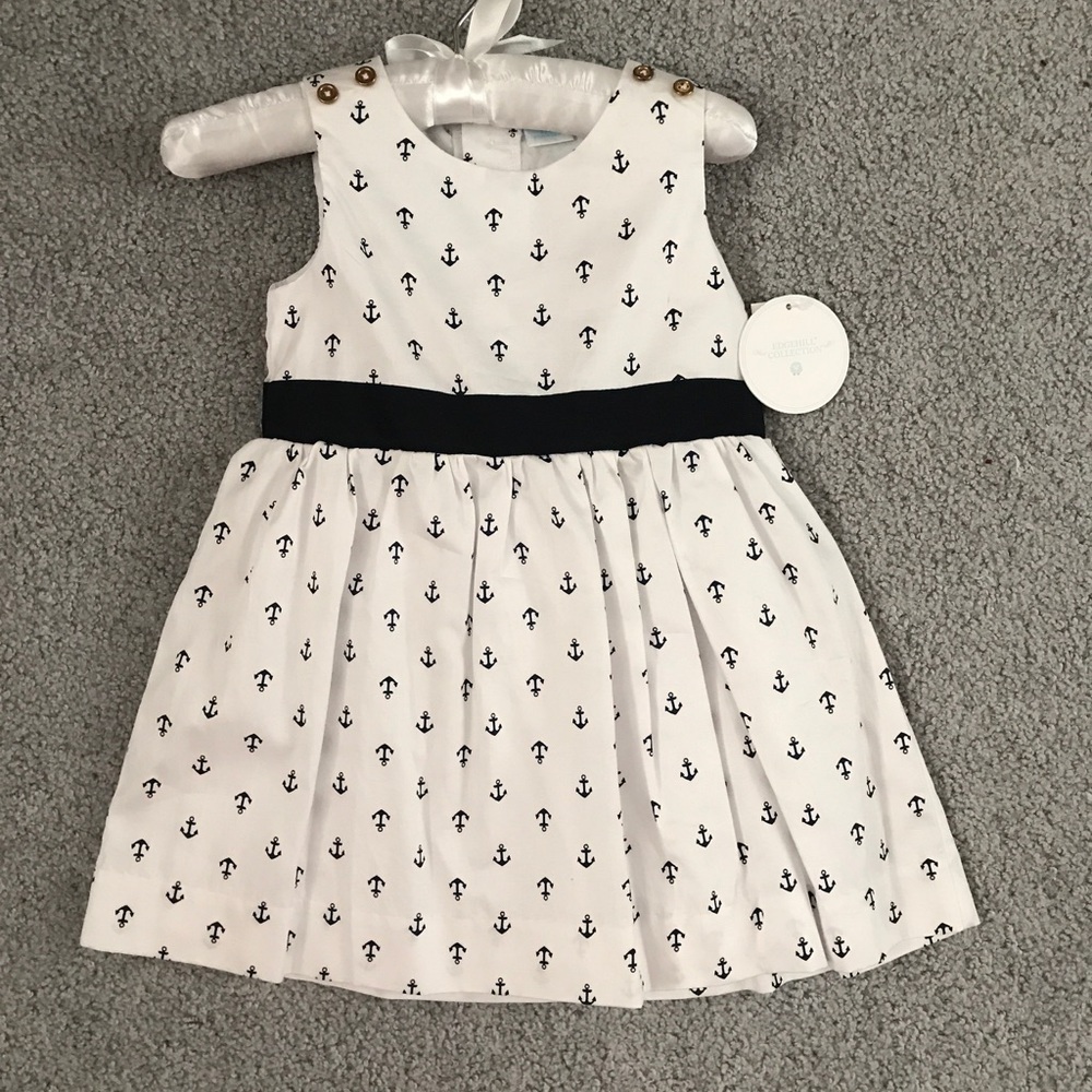 Sailor dress new white with navy blue